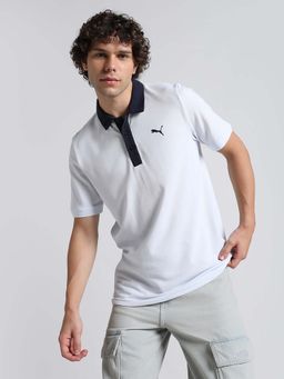 Puma - Essentials Mens Contrast Placket Grey Polo T-Shirt