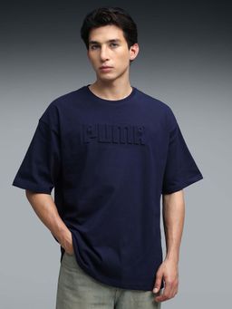 Puma - Essential Mens Boxy Fit Emboss Navy Blue T-Shirt