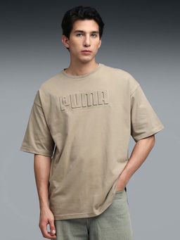 Puma - Essential Mens Boxy Fit Emboss Beige T-Shirt