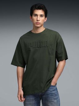 Puma - Essential Mens Boxy Fit Emboss Green T-Shirt