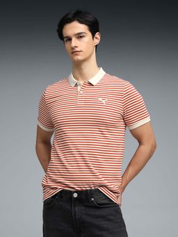Puma - Essentials Elevated Striped Slim Fit Red Polo T-Shirt