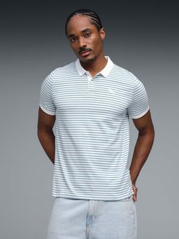 Puma - Essentials Elevated Striped Slim Fit Blue Polo T-Shirt