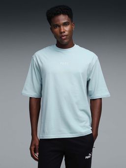 Puma - Essential Elevated Mens Wording Boxy Blue T-Shirt