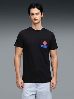 Puma - Mens Graphic Logo Pocket Black T-Shirt