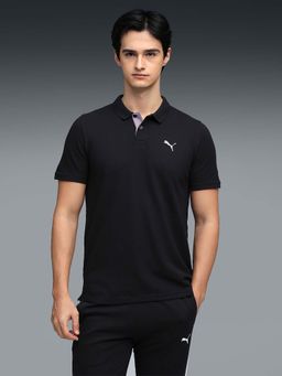 Puma - Essential Mens Slim Contrast Placket black Polo T-Shirt