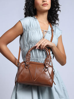 Twenty Dresses by Nykaa Fashion - Tan Lace Up Detail Mini Handbag for Women