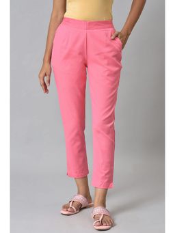 Aurelia - Pink Cotton Flax Women Trousers