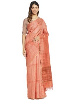 Fabindia - Coral Hand Woven Silk Sari
