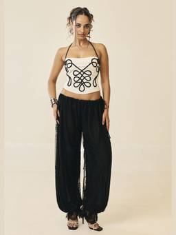 Lea Clothing - Black Obsidian Veil Harem Pants