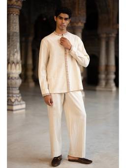 dash and dot - Cream Straight Cut Linen Pant