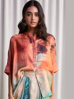 dash and dot - Multicolour Abstract Brushstroke Print Boxy Shirt