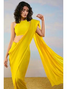 dash and dot - Yellow Textured Sleeveless Blouse