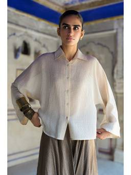 dash and dot - Gold Benares Tissue Structured Shirt