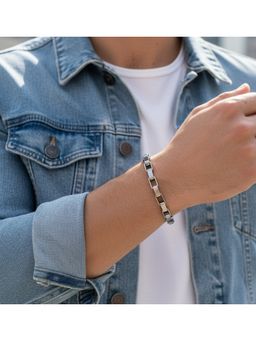 Jazz and Sizzle - Men Silver Plated Stainless Steel Minimal Link Chain Bracelet