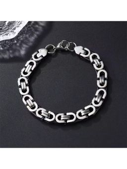Jazz and Sizzle - Men's Stainless Steel Silver-Tone Byzantine Link Chain Bracelet