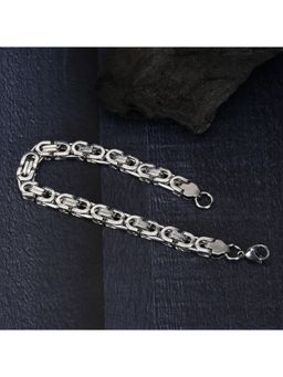 Jazz and Sizzle - Silver Plated Stainless Steel Block Link Bracelet For Men
