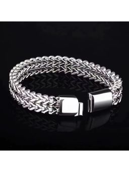 Jazz and Sizzle - Men's Heavy Punk Double Curb Cuban Rombo Silver Chain Bracelet