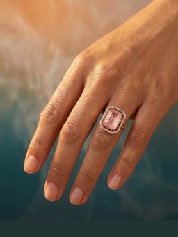 Tussya by Shreya - Kyora Statement Pink Ring
