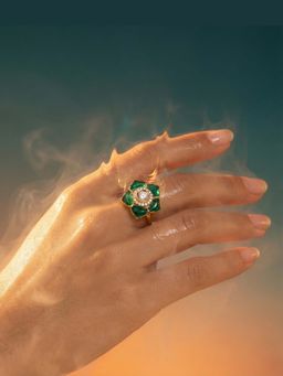 Tussya by Shreya - Loraya Statement White Ring