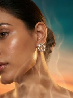 Tussya by Shreya - Varina Statement White Earrings