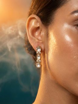 Tussya by Shreya - Navira Statement White Earrings