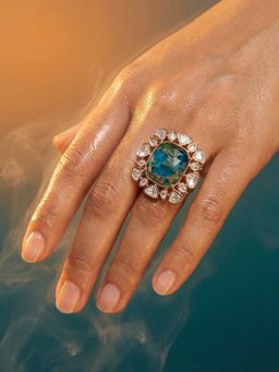 Tussya by Shreya - Elira Statement Blue Ring