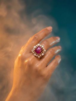 Tussya by Shreya - Sarina Statement Pink Ring