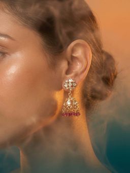 Tussya by Shreya - Kalora Statement Pink Earrings