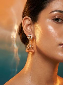 Tussya by Shreya - Relina Statement Peach Earrings
