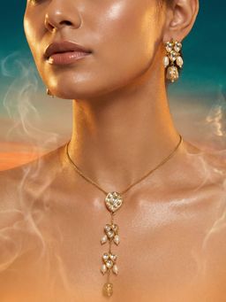 Tussya by Shreya - Elinae Statement White Pendant with Chain and Necklace