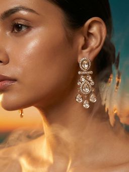Tussya by Shreya - Lorina Statement White Earrings