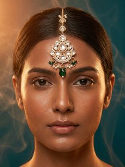 Tussya by Shreya - Telina Statement Green Maangtikka