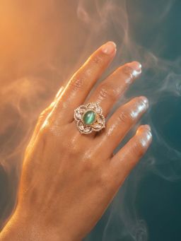 Tussya by Shreya - Nalira Statement Green Ring