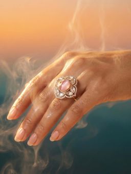 Tussya by Shreya - Celina Statement Pink Ring
