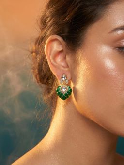 Tussya by Shreya - Ralora Statement Green Earrings