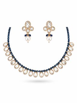 Tussya by Shreya - Velona Statement White Necklace with Earrings