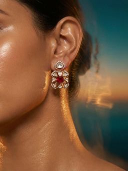 Tussya by Shreya - Selorae Statement Red Earrings