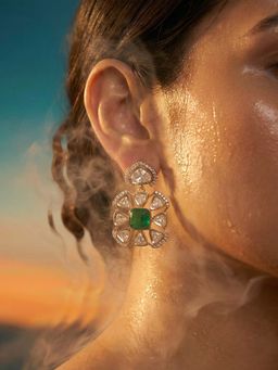 Tussya by Shreya - Neraya Statement Green Earrings