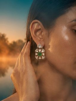 Tussya by Shreya - Lorona Statement Green Earrings