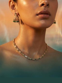 Tussya by Shreya - Veraya Statement Green Necklace with Earrings