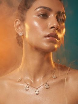 Tussya by Shreya - Lorira Statement White Necklace with Earrings