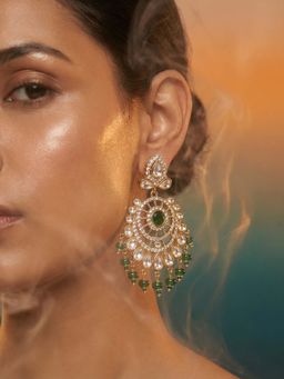 Tussya by Shreya - Parina Statement Green Earrings