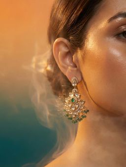 Tussya by Shreya - Selira Statement Green Earrings