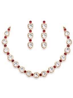 Tussya by Shreya - Loraya Statement Pink Necklace with Earrings