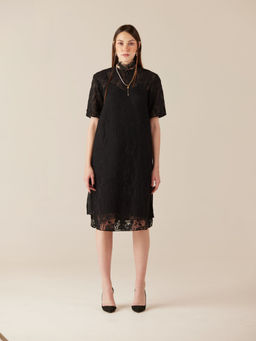 TheRealB - Shadow Play Black Lace Midi Dress With Slip (Set of 2)