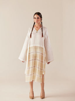 TheRealB - White Luminescence Lace Tunic Dress With Side Slits