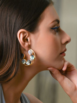 Odette - Gold Tone Mother of Pearl Hoops