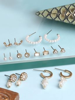Lilly & Sparkle - Set of 8 Gold-Plated Earrings