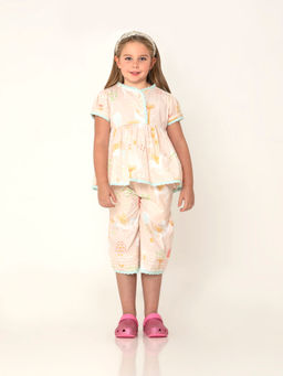 CHERRY CRUMBLE BY NITT HYMAN - Peach Floral Printed Fruity Nightsuit (Set of 2)