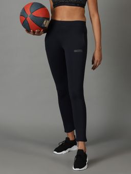 SHOWOFF - Women's Solid Navy Blue Slim Fit Track Pant
